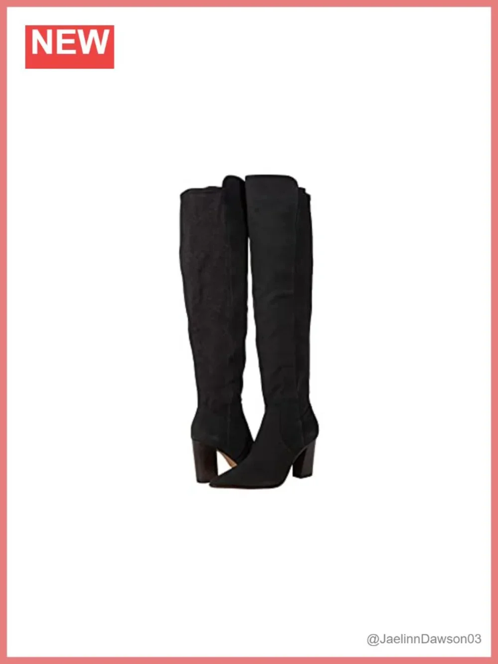 Leather Over-the-Knee Boots Pointed Toe Block Heel Zip Closure